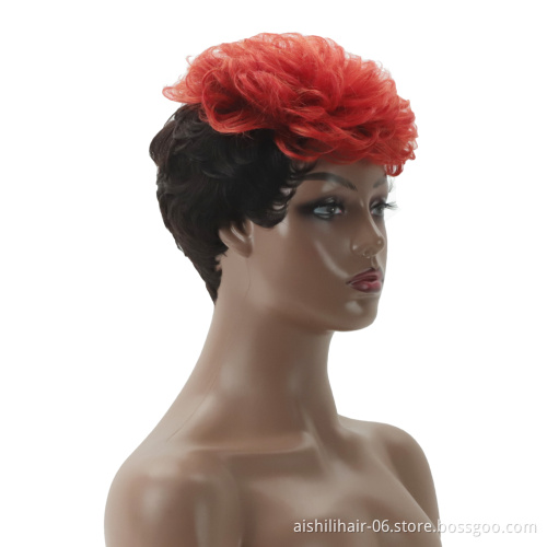aishili wholesale red Mohawk wigs short synthetic hair wig for women